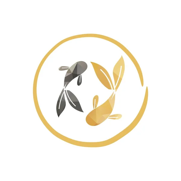 Pareja Peces Poligonales Oro Koi Logotipo Pescado Ilustración Icono Gráficos vectoriales