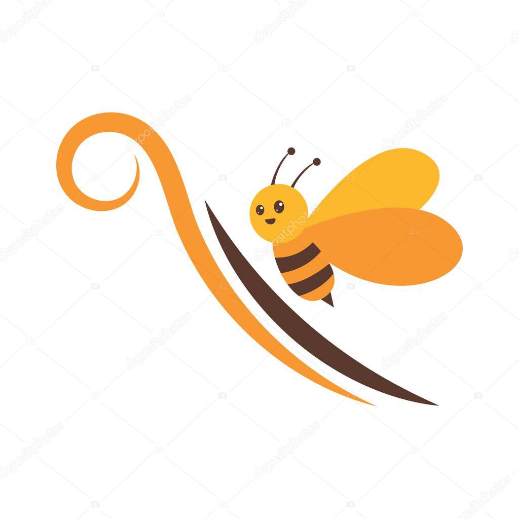 play full flying bee logo and vector icon