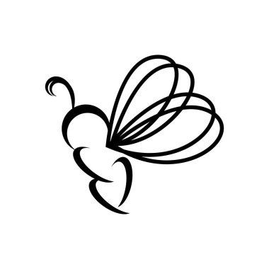 Kelebek veya arı hattı sanat logosu ve vektör simgesi