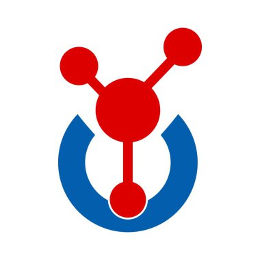 Moleküler ağ internet veya kimya logosu ve vektör simgesi