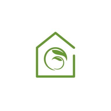 Tarım logosu ve vektör simgesi için yapraklı yeşil ev