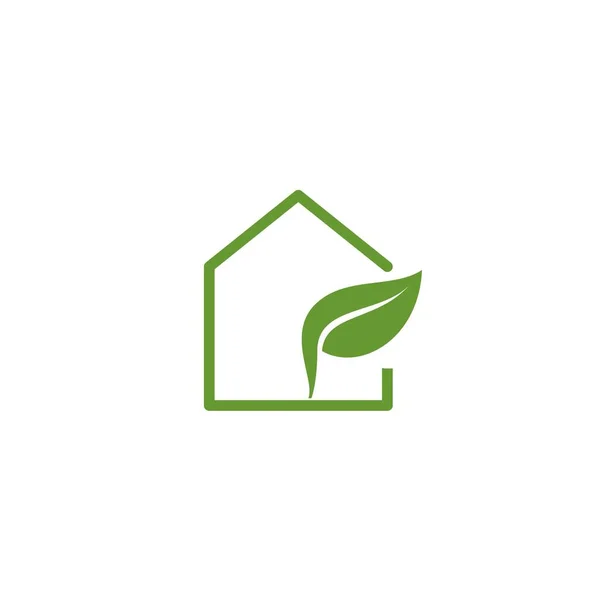 Folha Casa Verde Simples Para Logotipo Agricultura Ícone Vetor — Vetor de Stock