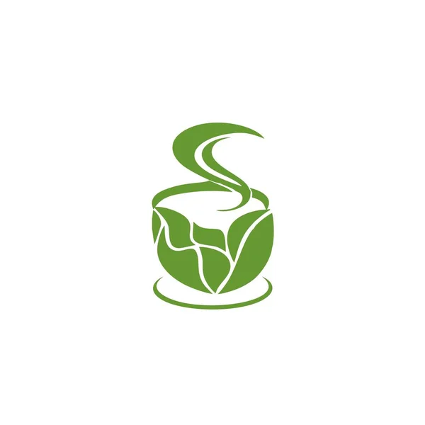 Logo Tasse Thé Vert Chaud Simple Icône Vectorielle — Image vectorielle