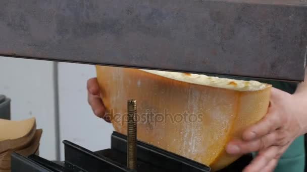 Traditional cheese raclette. Food culture in switzerland and france. — Stock Video