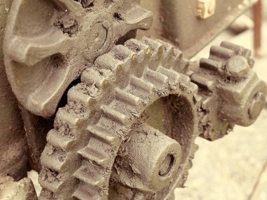 Eski makine ayrıntıları portre. İhmal edilen bir tarım makine.