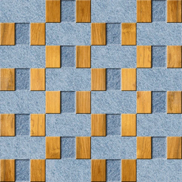 Papel pintado de diseño interior - patrón de revestimiento - vaqueros azules y textura de madera — Foto de Stock