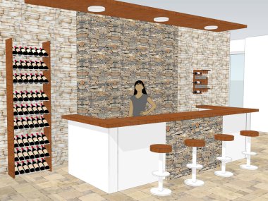 Bar Resepsiyon görünümü bir dükkanda duruyor