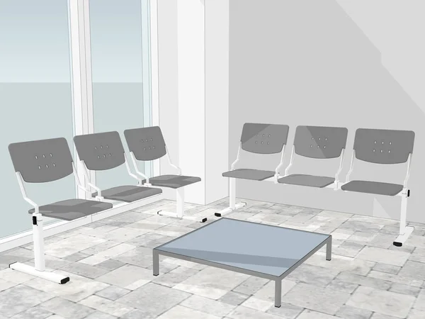 Weergave van wachtkamer in een office-lobby. 3D illustratie — Stockfoto