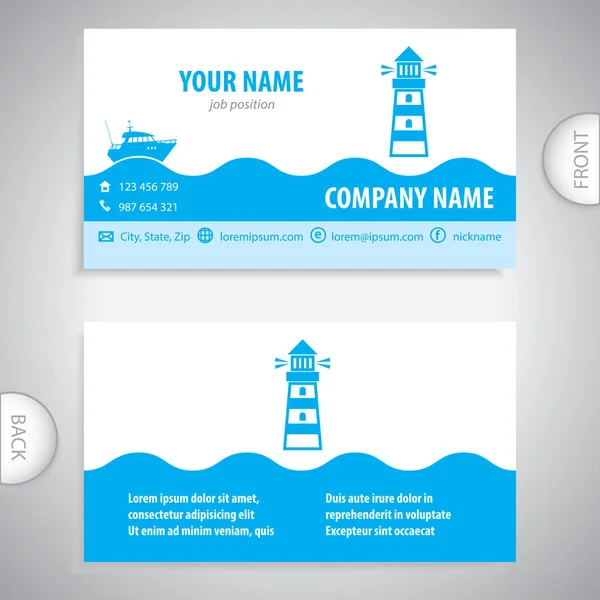 Business card - Lighthouse icon - signaling signs — Stock Vector