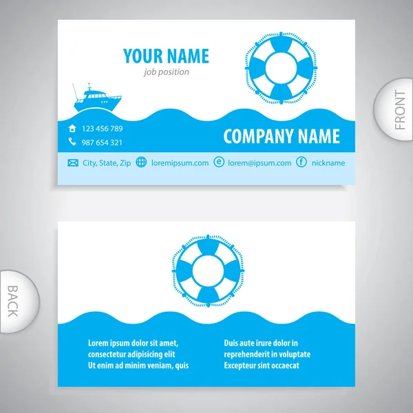 Business card - Lifebuoy symbol - marine Equipment — Stock Vector