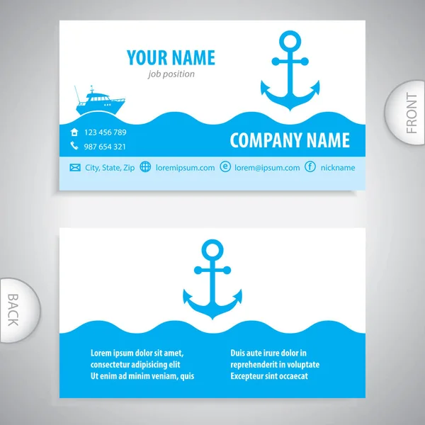 Business card - Nautical Anchor - marine Equipment — Stock Vector