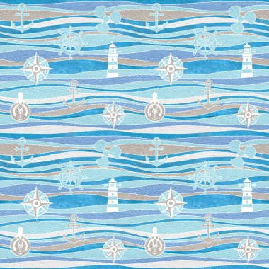 Marine and aquatic decorative patterns - waves decoration clipart