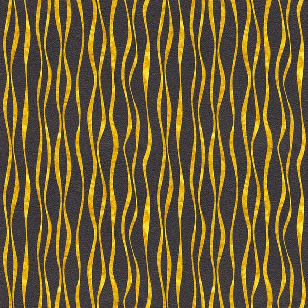 Decorative wavy pattern - Black and Gold seamless background — Stock Photo, Image