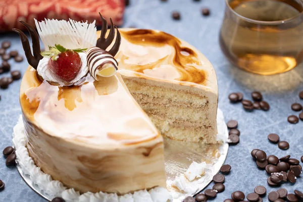 Mocha Coffee Cake Glazed Layer All — Stock Photo, Image