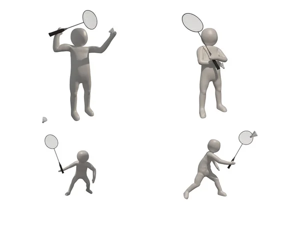 3d illustrator badminton symbol on white background, 3d rendering of the playing badminton. Includes selection path.