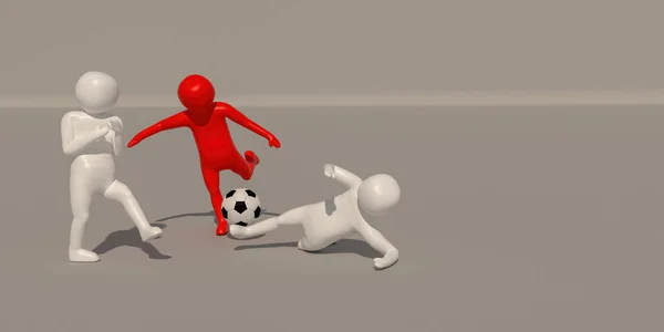 สัญลักษณ์นักฟุตบอล 3 มิติบนพื้นหลังสีขาว, 3D renderi — ภาพถ่ายสต็อก