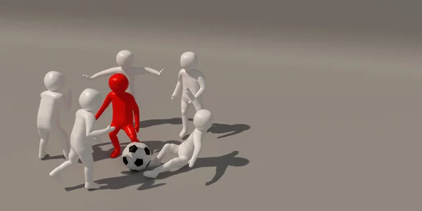 Ilustrador 3D Símbolo de futbolista sobre fondo blanco, 3d renderi —  Fotos de Stock