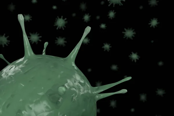Vírus Microscópio Renderização Perto Vírus Ilustração Causando Doenças Infecciosas Diminuição — Fotografia de Stock