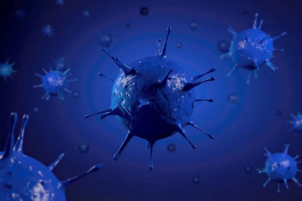 Vykreslování Mikroskopu Virus Zavřít Ilustrační Viry Způsobující Infekční Onemocnění Snížená — Stock fotografie