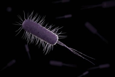 Mikroskobik bakterilere yakın çekim, 3 boyutlu illüstrasyon