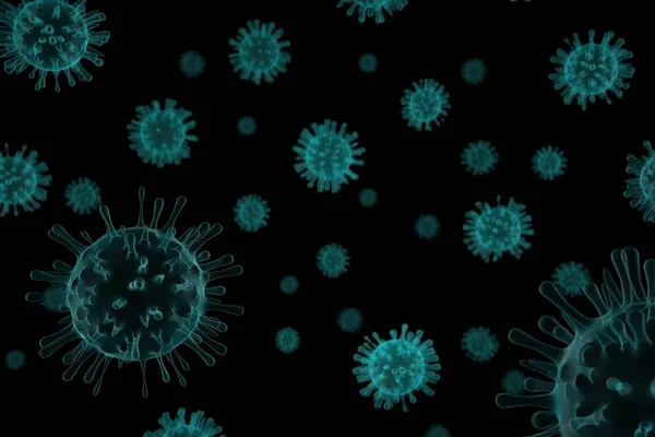 Ilustração Close Microscópio Influenza Vírus Fundo Preto — Fotografia de Stock