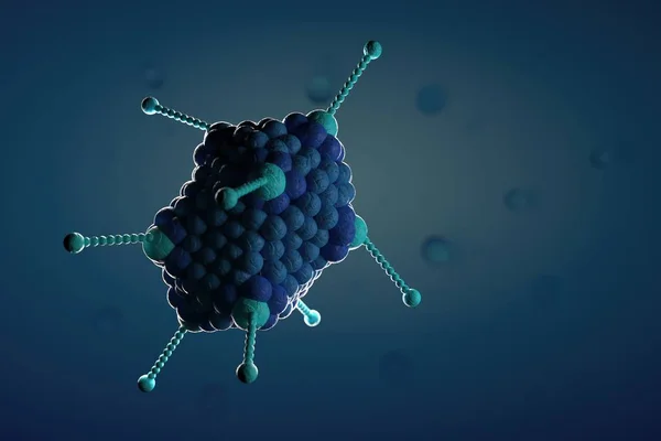 Illuus Close Microscope Adoeno Virus Blue Background — стокове фото
