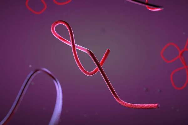 3Dイラスト 顕微鏡の閉鎖エボラウイルス — ストック写真