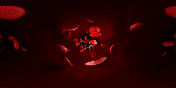 Rendering Erythrocyte Red Blood Corpuscle Equirectangular 360 Image Medical Panoramic — Stock Photo, Image