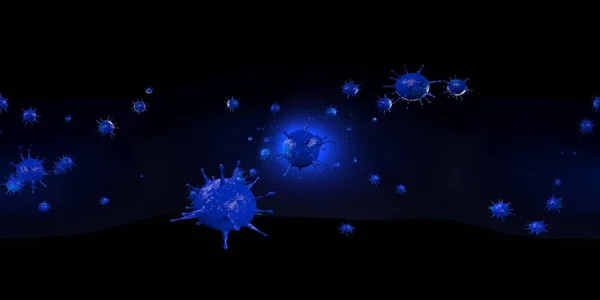 Тривимірна Вірусна Бактерія Microscope Крупним Планом Прямокутне 360 Зображення Медичний — стокове фото