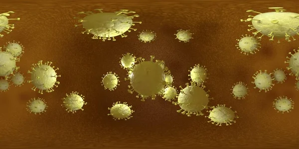Rendering Microscopio Virus Bacterias Cerca Equirectangular 360 Imagen Fondo Médico —  Fotos de Stock