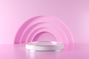 3D görüntüleme, soyut geometrik arkaplan, silindir podyum, minimalist ilkel şekiller, modern model, boş şablon, boş vitrin, vitrin