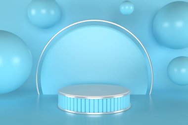 3D görüntüleme, soyut geometrik arkaplan, silindir podyum, minimalist ilkel şekiller, modern model, boş şablon, boş vitrin, vitrin