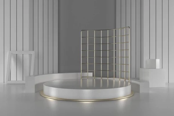 3D görüntüleme, soyut geometrik arkaplan, silindir podyum, minimalist ilkel şekiller, modern model, boş şablon, boş vitrin, vitrin