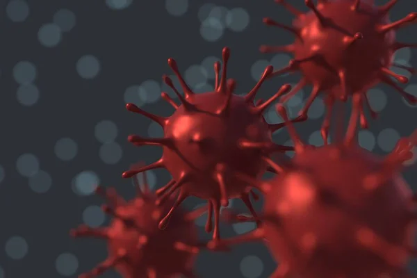 Coronavirus Covid-19 ile enfekte olmuş tıbbi 3D illüstrasyon, Çin 'de bir solunum hücresi virüsü gribi.