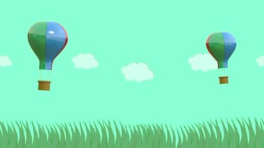 Animasyon Hareketi, çayırda yüzen bir balon. Saniyeler 2-8 döngü için kesilebilir