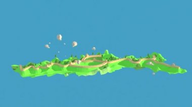 Çin Seddi 'nin 3 boyutlu animasyon döngüsü, 3 boyutlu düşük poligon geometri arkaplanı. Soyut Çokgen Geometrik Şekil. Lowpoly Minimum Biçim Sanatı.