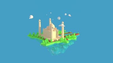 3 boyutlu illüstratör Taj Mahal, Agra, Hindistan. 3d düşük çokgen geometri arkaplanı oluşturuluyor. Soyut çokgen geometrik şekil. Lowpoly en düşük biçim sanatı.