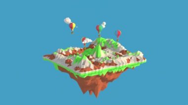 3D illüstratör Kapadokya Türkiye. 3d düşük çokgen geometri arkaplanı oluşturuluyor. Soyut çokgen geometrik şekil. Lowpoly en düşük biçim sanatı.