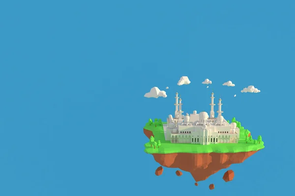 Abu Dabi 'deki Şeyh Zayed Büyük Camii, Birleşik Arap Emirlikleri. 3D görüntüleme Düşük Çokgen Geometri Arkaplanı. Soyut Çokgen Geometrik Şekil. Lowpoly Minimum Biçim Sanatı.
