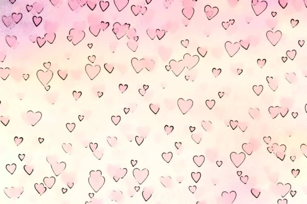 Солодке Рожеве Серце Фон Маленьких Сердець — стокове фото