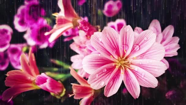 Rosa Exotisk Blomma Svart Bakgrund — Stockvideo
