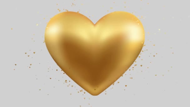 Coração Dourado Corações Pouco Fundo Animação — Vídeo de Stock