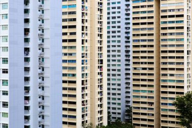 colorful high density residential building facade view background