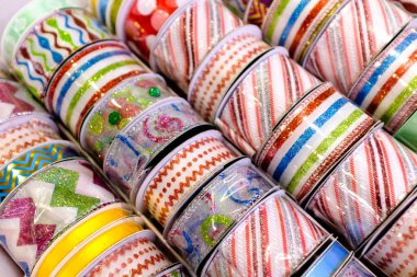 colorful tape display closeup detail view background