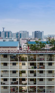 Singapore-12 DEC 2018:Singapore high density residential building HDB facade view