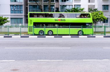 Singapore-14 DEC 2017: Singapore new green color theme public bus on the road