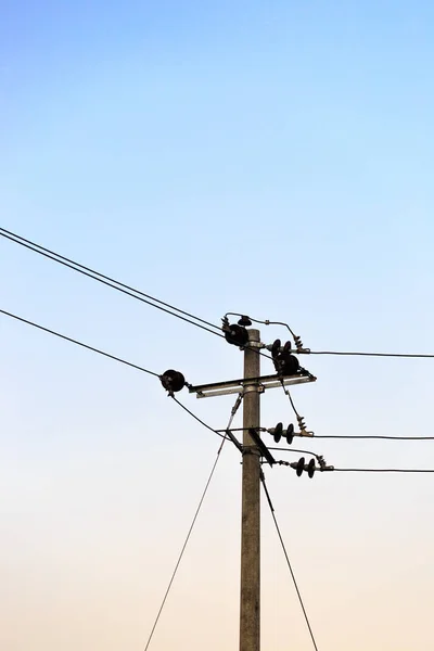 Old Telephone pole and clear blue sky view — Stock Photo, Image