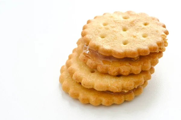 Pilha Biscoitos Digestivos Doces Isolados Branco — Fotografia de Stock