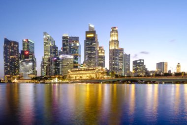 Singapore-26 FEB 2020:Singapore CBD buildings cluster in night view