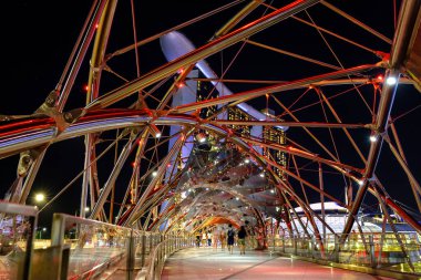 Singapore-26 FEB 2020:light Helix bridge at night in Singapore
